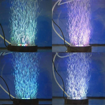 Aquarium LED Osvetlitev Zračni Mehurček Aquarium LED Svetilka Barva Spreminja, LED Nepremočljiva Luči Akvarij Krog Fish Tank Bučke Lučka