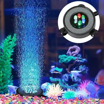 Aquarium LED Osvetlitev Zračni Mehurček Aquarium LED Svetilka Barva Spreminja, LED Nepremočljiva Luči Akvarij Krog Fish Tank Bučke Lučka