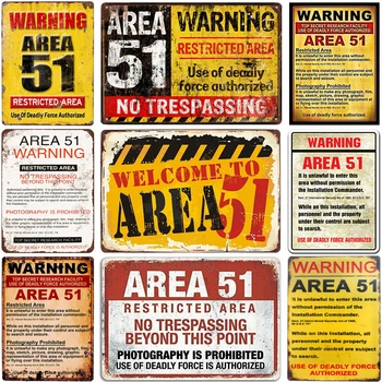 Area 51 Kositrne Plošče Prijavite Letnik Kovin Barvanje Retro Železa Sliko Dekoracijo Sten Za Bar Cafe Domači Garaži Telovadnici Pub