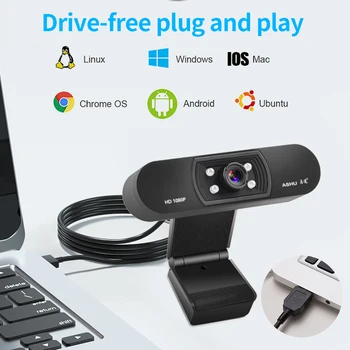 ASHU H800 Webcam 1080p Spletna kamera Z Mikrofonom, Usb Kamera Spletna kamera Za Računalnik Za Video klice Konferenca