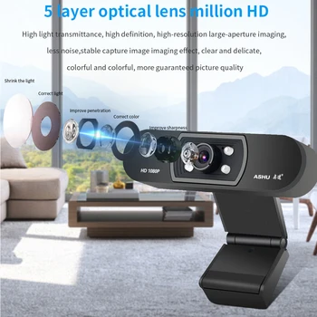 ASHU H800 Webcam 1080p Spletna kamera Z Mikrofonom, Usb Kamera Spletna kamera Za Računalnik Za Video klice Konferenca