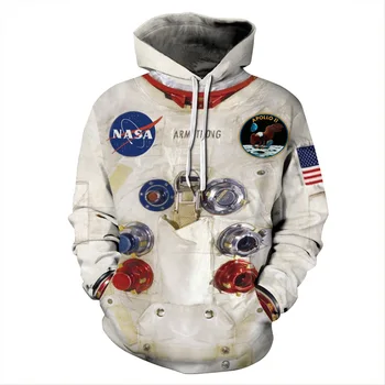 Astronavt 3D Tiskanja Hoodie Kapuco Puloverju Prostor Suknjič Majica Plašč Ženske Človek Pozimi ulične