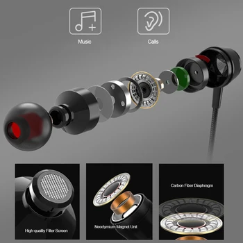 AUX 3,5 mm Super Bass Slušalke V uho Stereo Čepkov Line nadzor Glasbe, Slušalke z Mikrofonom Za Pametni Telefon MP3 Caomputer