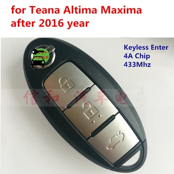 Avto brez ključa Smart Remote Tipko 3 Gumbi 433Mhz z 4A Čip za Nissan Altima Maxima Teana 2016-2018 Leto