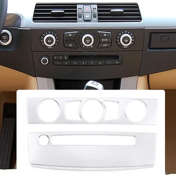 Avto Konzole klimatska Naprava CD Plošči Dekorativni Pokrov Nalepke Trim ABS Chrome Za BMW Serije 5 E60 2004-2010 Notranje zadeve Opremo