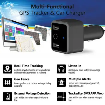 Avto Polnilec za GPS Lokator Snemanje zvoka USB Tracker JIMI HVT001 dvoje Vrat USB, ki za Telefon Z Skrite SOS Poslušanje-v APLIKACIJO Google Zemljevidu