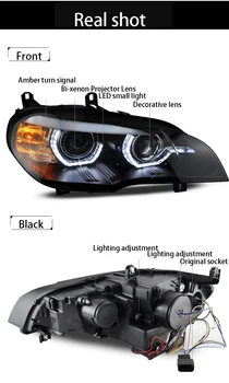 Avto Styling Za BMW X5 E70 LED Vodja Svetlobe Glavo Svetilka Skupščine 2007-2011 Leto DRL+Vključite Signal+Zavora+Obratno