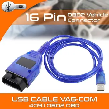 Avto USB VAG-Com Vmesnik Kabel 16 PIN KKL VAG-COM 409.1 OBD2 II OBD Diagnostika Optičnega Kabla Auto Aux