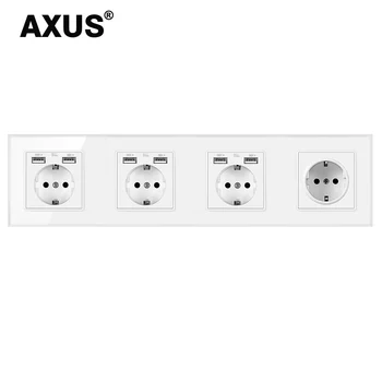 AXUS EU Standardno omrežno Vtičnico, USB Veliko Novih slog Plošča, Spalnica vtičnico,AC 110V-16A 250V Steno Vgrajena, Dvojni usb Vtičnico
