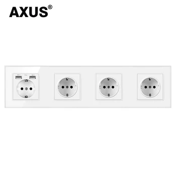 AXUS EU Standardno omrežno Vtičnico, USB Veliko Novih slog Plošča, Spalnica vtičnico,AC 110V-16A 250V Steno Vgrajena, Dvojni usb Vtičnico