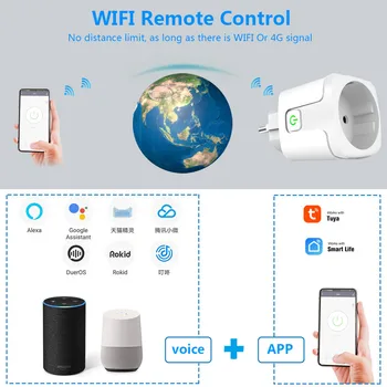 AXUS Tuya WiFi Smart Plug Adapter za Brezžični Daljinski Glasovni Nadzor Moč Spremljati Timer Stojalo za Google Doma Alexa 16A AC100-220V