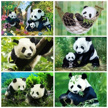 AZQSD DIY Unframe Oljne Barve S Številko Panda Akril Barve Edinstveno Darilo, Barvanje Z Številkami Živali Na Platno Začetni Dekoracijo