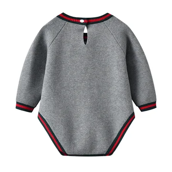 Baby Bodysuits Oblačila Jeseni Priložnostne Sivo Pleteno Novorojenega Dojenčka Jumpsuits za Malčka, Fantje Dekleta Onesie Pozimi Otrok Obleke
