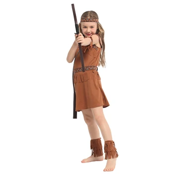 Baby Dekleta Avtohtone Indijance Princesa Boginja Plemena Kostum Cosplay Otroci Halloween Indijanci Stranka Smešno Kostum, Obleke, Enotna