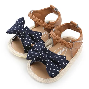 Baby dekleta čevlji novorojenega dojenčka poletje nov modni platno lok PU priložnostne mehko prvi pohodniki baby toddler čevlji