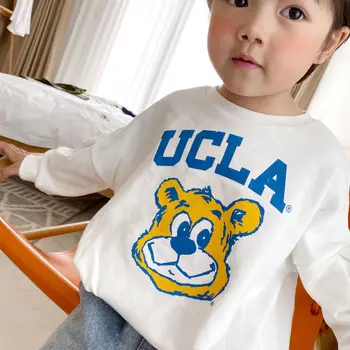 Baby Toddler Hoodies korejski Moda Risanka Tiskanja zgornji del Trenirke za Dekle, Otroci, Fantje, Oblačila 2 3 4 5 6 Let Otrok Puloverju 2020