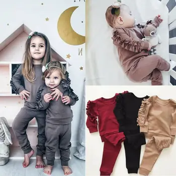 Baby Toddler Otroci Dekle Oblačila Vrh T-shirt Hlače, Dokolenke Obleke 2pcs Določa