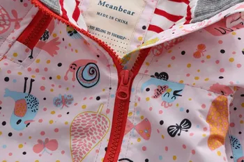Baby Windbreaker za dekleta, Otroci Suknjič baby Boy oblačila Risanka Vzorec Vrhnjih Plasti jeseni Otroci Hooded suknjič Otroci Kopalke