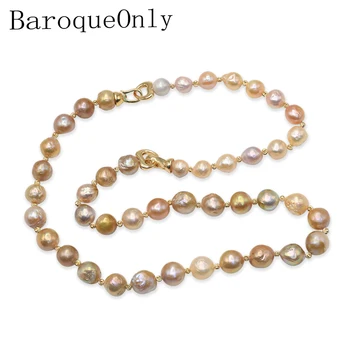BaroqueOnly 2019 Mešane barve Edison biserna ogrlica, Baročno Naravnih Sladkovodnih Biserna Ogrlica, pulover verige za žensko darilo