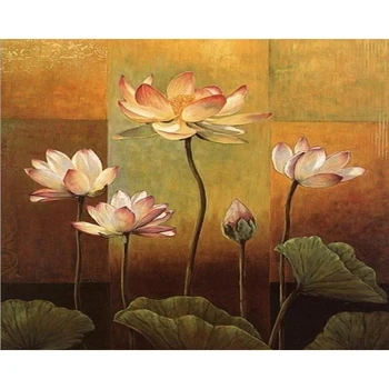 Barvanje S Številko Cvetje Lotus Sliko 40x50 DIY Kompleti Za Odrasle Risanje, Barvanje S Številko Domov Dekoracijo Sten Umetnosti
