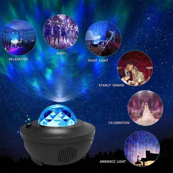 Barvita Zvezdnato Nebo Projektor Bluetooth Star Svetlobni Projektor LED Nočna Lučka USB Polnjenje Lučka Otroci Darilo