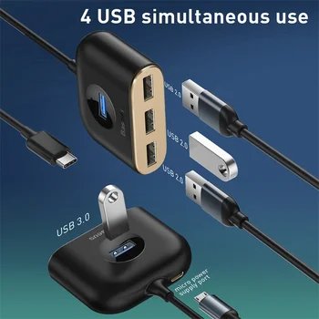 Baseus 4 v 1, USB 3.0 HUB Adapter USB A, da USB2.0 SREDIŠČE Flash Disk, Miške, Tipkovnice Računalnik Z USB Lučka C Na USB3.0 HUB