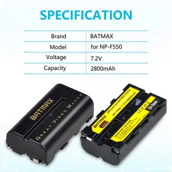 Batmax NP-F550 NP-F570 F550 Baterija+LCD USB Dvojni Polnilec za Yongnuo GODOX LED Video Luč YN300 II YN300 III YN600 Zraka T119S