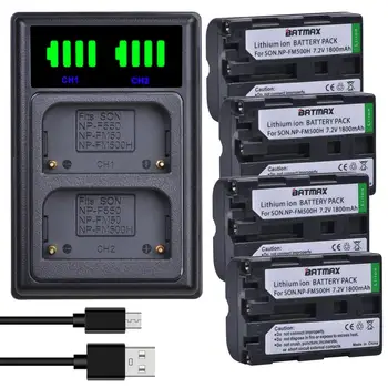 Batmax NP-FM500H FM500h Baterija+LED USB Dvojni Polnilnik z ukazom C Vrata za Sony Alpha A58 DSLR-A350A300/A350/A450/A500/A550