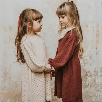 Bebe Otroci Dekle Kniting Pulover Beautuful Vintage Oblačila Za Otroka Dekle 2020 AW Novi modeli blagovne Znamke Dekle Top Bombaž