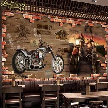 Beibehang de papel parede po Meri foto ozadje 3D Retro motocikli nostalgično opeke TV ozadju stene doma stensko dekoracijo