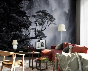 BeibehangCustom ozadje Nordijska umetnosti črne in bele krajine slap verandi zidana doma dekor dnevna soba, spalnica 3d ozadje