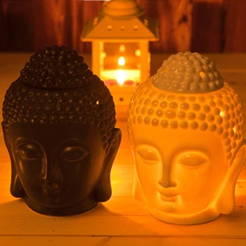 Bela/črna keramična kadila gorilnik kadila gorilnik Buda glavo gorilnika kopalnica praktično doma Budistični tempelj retro olje decoratio