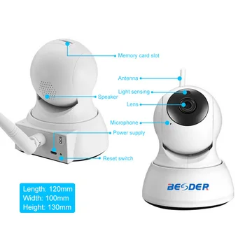 BESDER 720P/1080P IP Kamera Brezžična Home Security Kamera nadzorna Kamera Wifi Night Vision CCTV Kamera 2MP, Baby Monitor