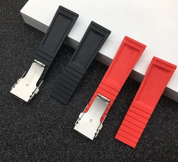 Blagovne znamke 22 mm 24 mm Črna Modra Rdeča Rumena Zapestnica Silikonske Gume Watch Band watchband iz Nerjavečega sponke za Breitling trak logotip na