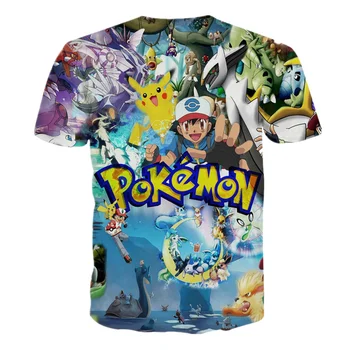 Blagovne znamke Modnih Oblačil, Nova Zasnova T Shirt Pokemon Smešno igri Kul T-shirt Kratek Rokav Anime 3D Tiskanja Tshirt Homme Camiseta Moški Ženske