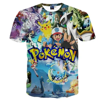 Blagovne znamke Modnih Oblačil, Nova Zasnova T Shirt Pokemon Smešno igri Kul T-shirt Kratek Rokav Anime 3D Tiskanja Tshirt Homme Camiseta Moški Ženske
