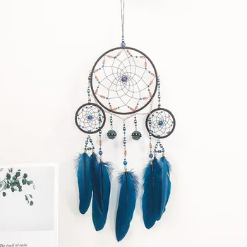 Blue dream catcher veter zvon, ki visi dekoracijo dreamcatcher ročno izdelani pero lovilec sanj, obesek, ročno izdelano darilo soba decorat