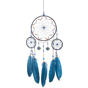 Blue dream catcher veter zvon, ki visi dekoracijo dreamcatcher ročno izdelani pero lovilec sanj, obesek, ročno izdelano darilo soba decorat
