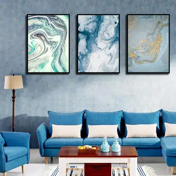 Blue Marble Povzetek Plakat Wall Art Nordijska Plakati Živim Platno Slikarstvo Preprost Atmosferski Dnevna Soba Dekoracijo Slikarstvo