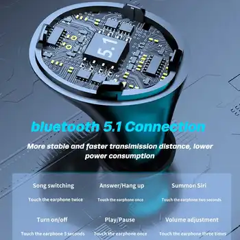 Bluetooth 5.1 Brezžične Slušalke z Mikrofonom Šport Nepremočljiva TWS Bluetooth Slušalke Touch Kontrole Brezžične Slušalke Čepkov