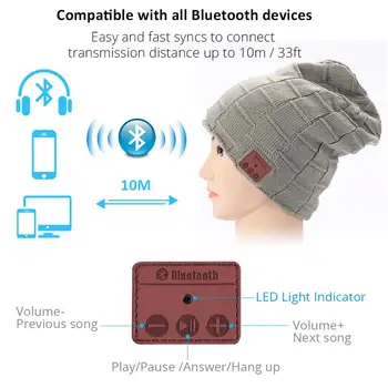 Bluetooth Slušalke, Brezžične Slušalke Beanie Klobuk Glasbe Pletene Skp Šport Smučanje Slušalke Za Xiaomi 9 Redmi Opomba 7 Umidigi X F2