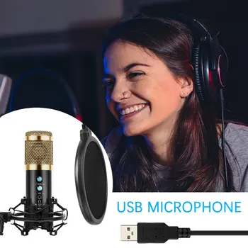 BM858 USB Računalnik Mikrofon Studio Professional Kondenzator Mikrofon Za RAČUNALNIK Karaoke Živo, Snemanje Mikrofona S Stojala