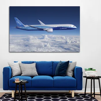 Boeing 787 dreamline letal nebo oblaki zrakoplova QX412 dnevni sobi doma steno sodobne umetnosti dekor les, okvir za plakat