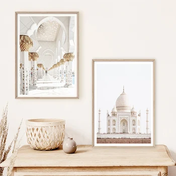 Bohemia Ananas Listi Posušene Rastline Taj Mahal Potovanja Plakat Platno Stensko Slikarstvo Umetnost Tiskanja Fotografij za Dnevni Sobi Doma Dekor