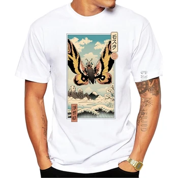 Bombaž, Obsevanih Kaiju Ukiyo-e Design Moški T-Shirt Anime Metulj Tiskane Grafika Tshirt Hipster Vrhovi O Vratu Smešno Tee