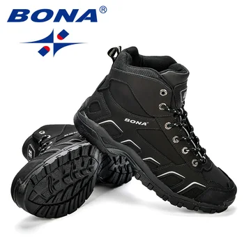 BONA Novi Trendy Design Moški Pohodniški Čevlji Anti-Skid Gorsko Plezanje Boot Prostem Atletske Dihanje Moški Usnjeni Pohodniški Čevlji