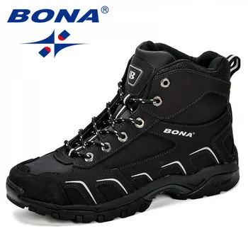 BONA Novi Trendy Design Moški Pohodniški Čevlji Anti-Skid Gorsko Plezanje Boot Prostem Atletske Dihanje Moški Usnjeni Pohodniški Čevlji