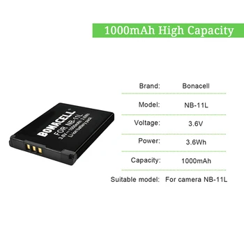 Bonacell NB-11L Baterija za Canon PowerShot ELPH 110 HS A2300 A2500 A3500 JE A2300 JE 140 150 JE 34 Digitalni Fotoaparat Baterije