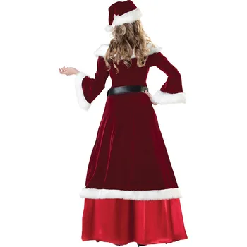Božič Cosplay Kostum Letnik Ženske Off Rami Obleko Maxi+Klobuk Santa Claus Xmas Party Ženski Kostum Cosplay