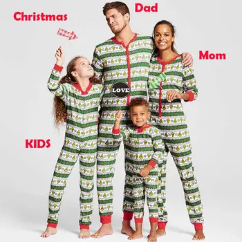 Božič Družinski Pižamo Nastavite Ženske, Moške, Otroške Fant, Dolg Rokav Cvetlični Romper Bučna Sleepwear More